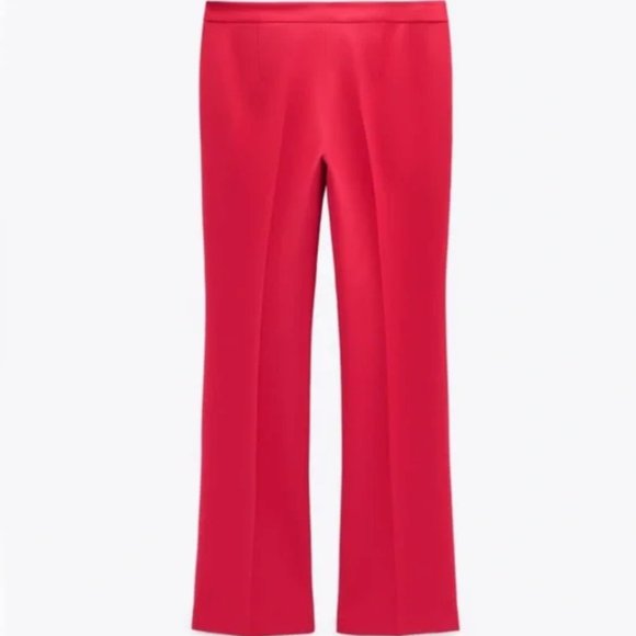 Zara Low Rise Flare Dressy Pants Trousers Pockets Fuchsia Pink Size S - Picture 5 of 15